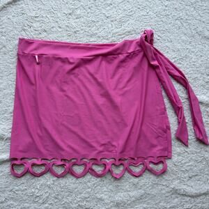 Paris Hilton Pink Heart Cut Out Beach Wrap Skirt Size S/M